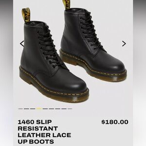 Dr. Martens Black 1460 Slip Resistant Leather Lace Up Boots Size 6